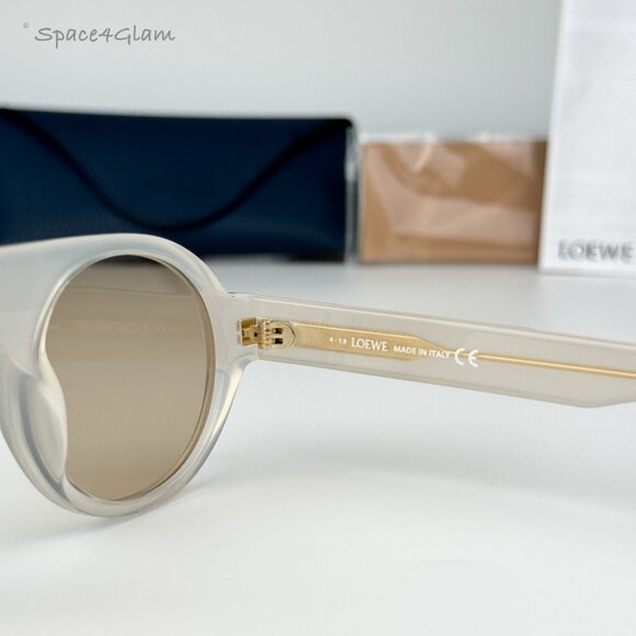 NEW Loewe LW40020I 21E Clear White Gold Brown Round Unisex Sunglasses LW 40020I - Picture 5 of 6